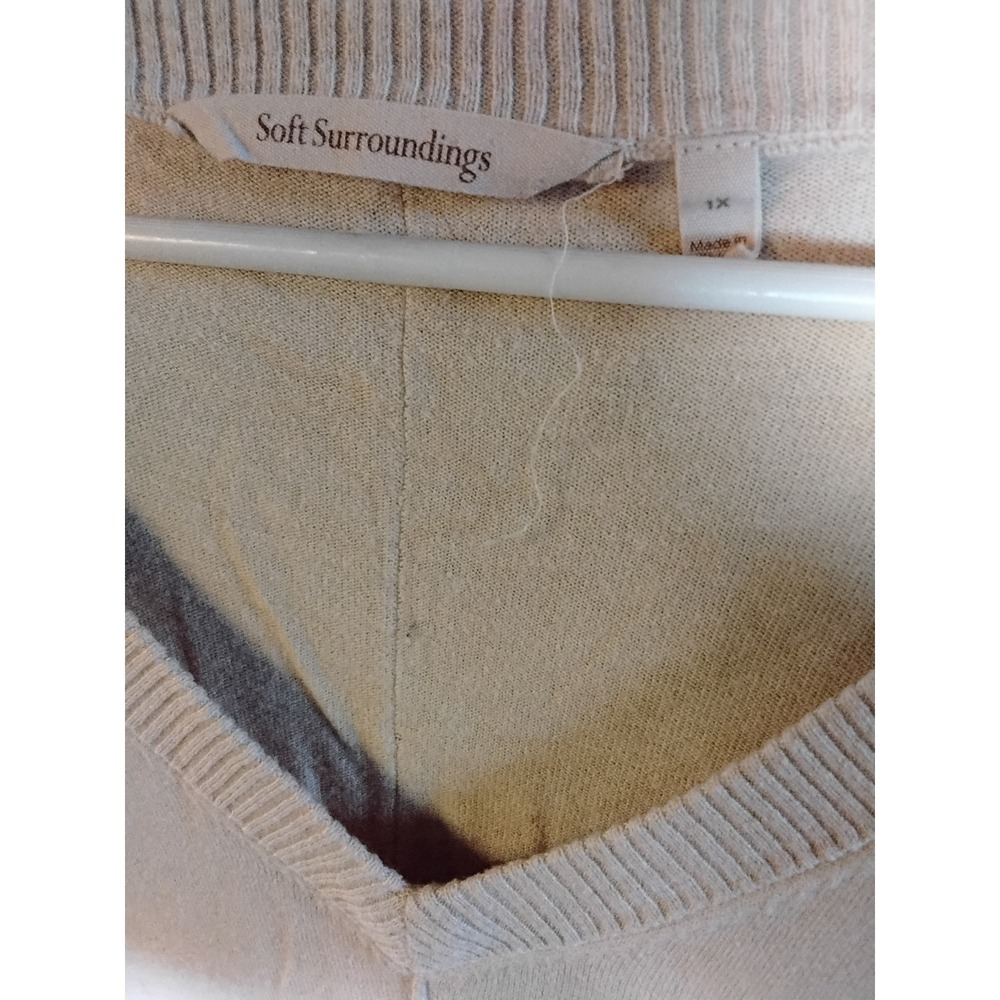 Soft Surroundings Womens Beige V-Neck Long Sleeve Knit Tunic Sweater Size 1X - Picture 2 of 3